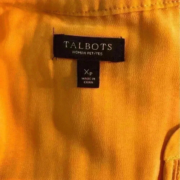 Talbots Woman Petites XP Blouse Butter Yellow Embroidered front L/S NWOT - Picture 5 of 6